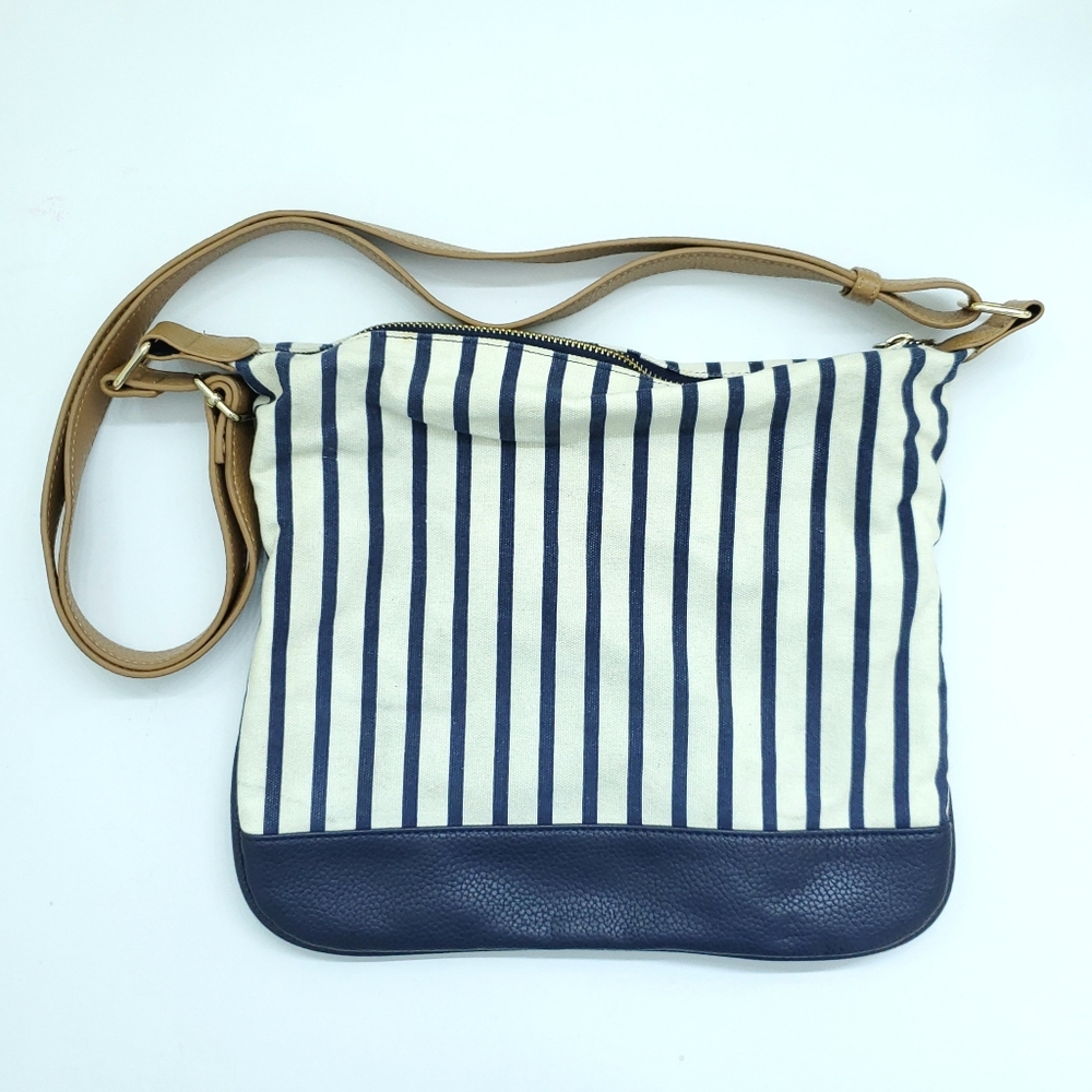A New Day Navy Striped Canvas Messenger Bag 12”x11” - Picture 2 of 5
